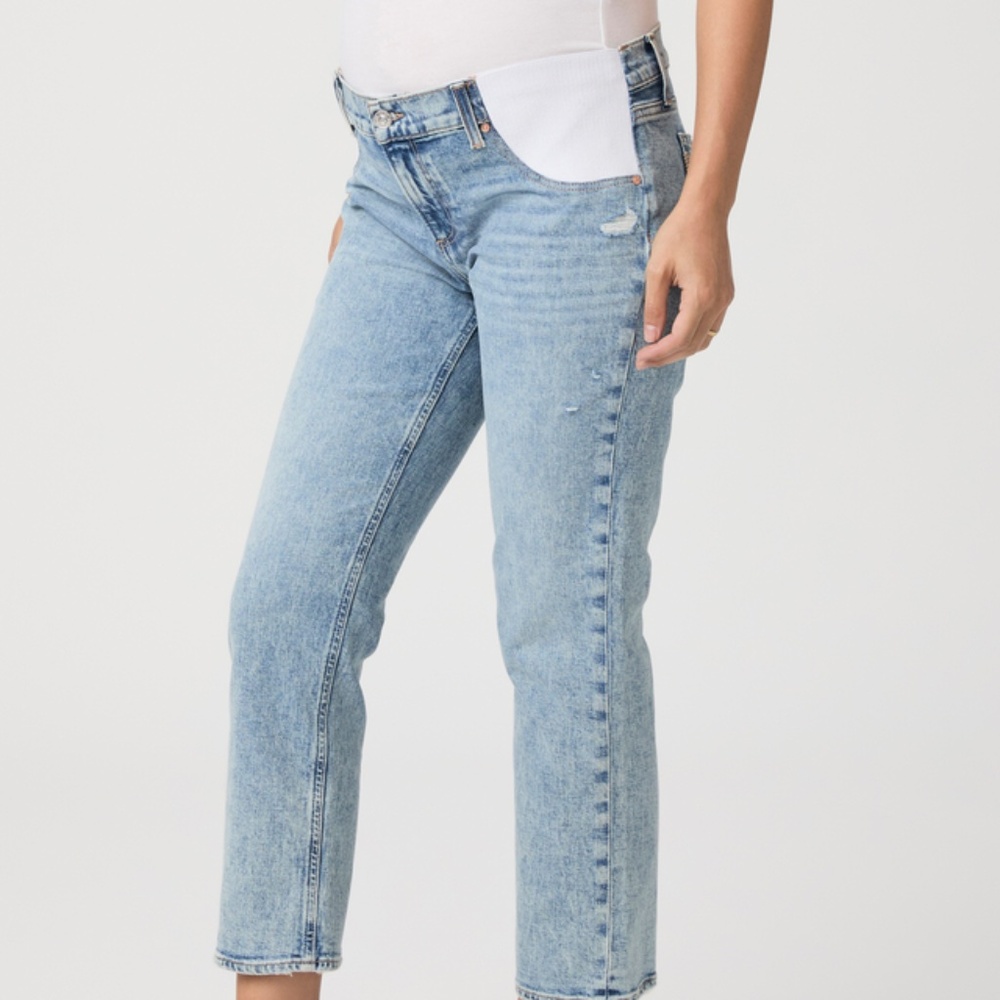PAIGE Maternity Light Blue Straight Leg Jeans